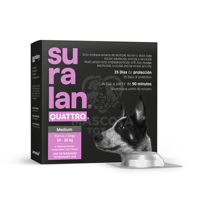 Suralan® Quattro | Tableta Antiparasitaria Interna y Externa de Múltiple Acción para Perros