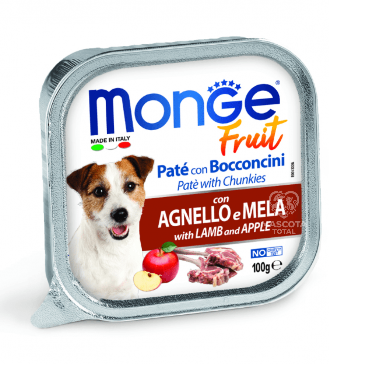 Monge Fruit Cordero y Manzana | Alimento Húmedo Superpremium para Perros (Alutray 100 g)