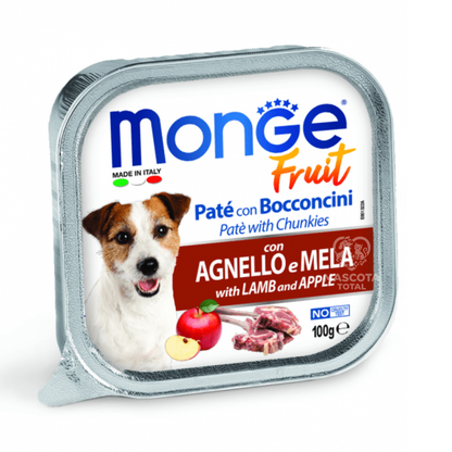 Monge Fruit Cordero y Manzana | Alimento Húmedo Superpremium para Perros (Alutray 100 g)