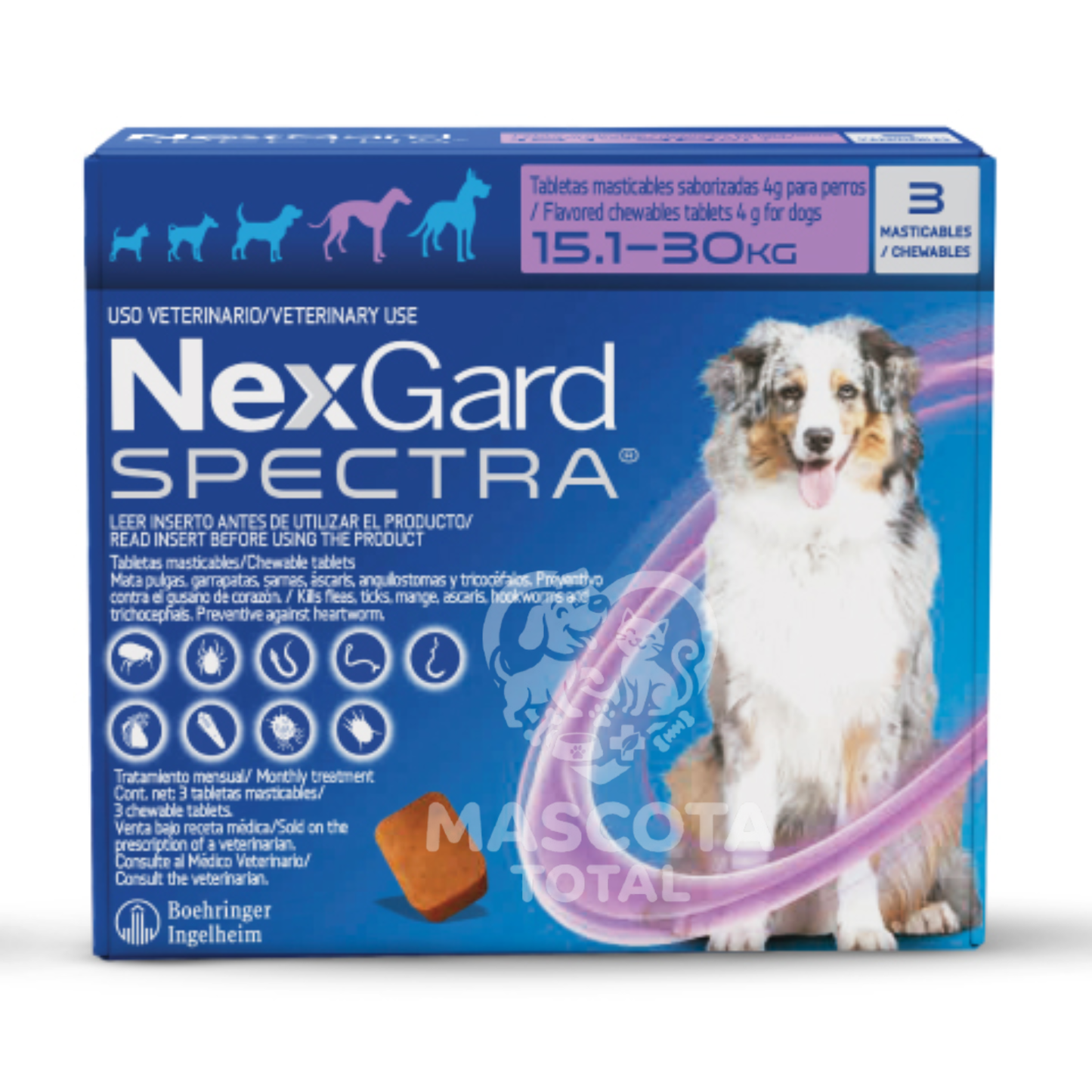 NexGard Spectra® | Tableta de Protección Mensual Contra Pulgas, Garrapatas y Parásitos Internos