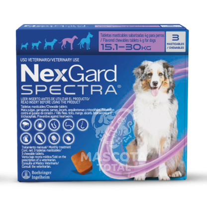 NexGard Spectra® | Tableta de Protección Mensual Contra Pulgas, Garrapatas y Parásitos Internos