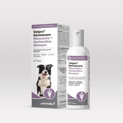 Vetpro® Dermacare Miconazole + Clorhexidine Shampoo | Champú Medicado para Perros y Gatos