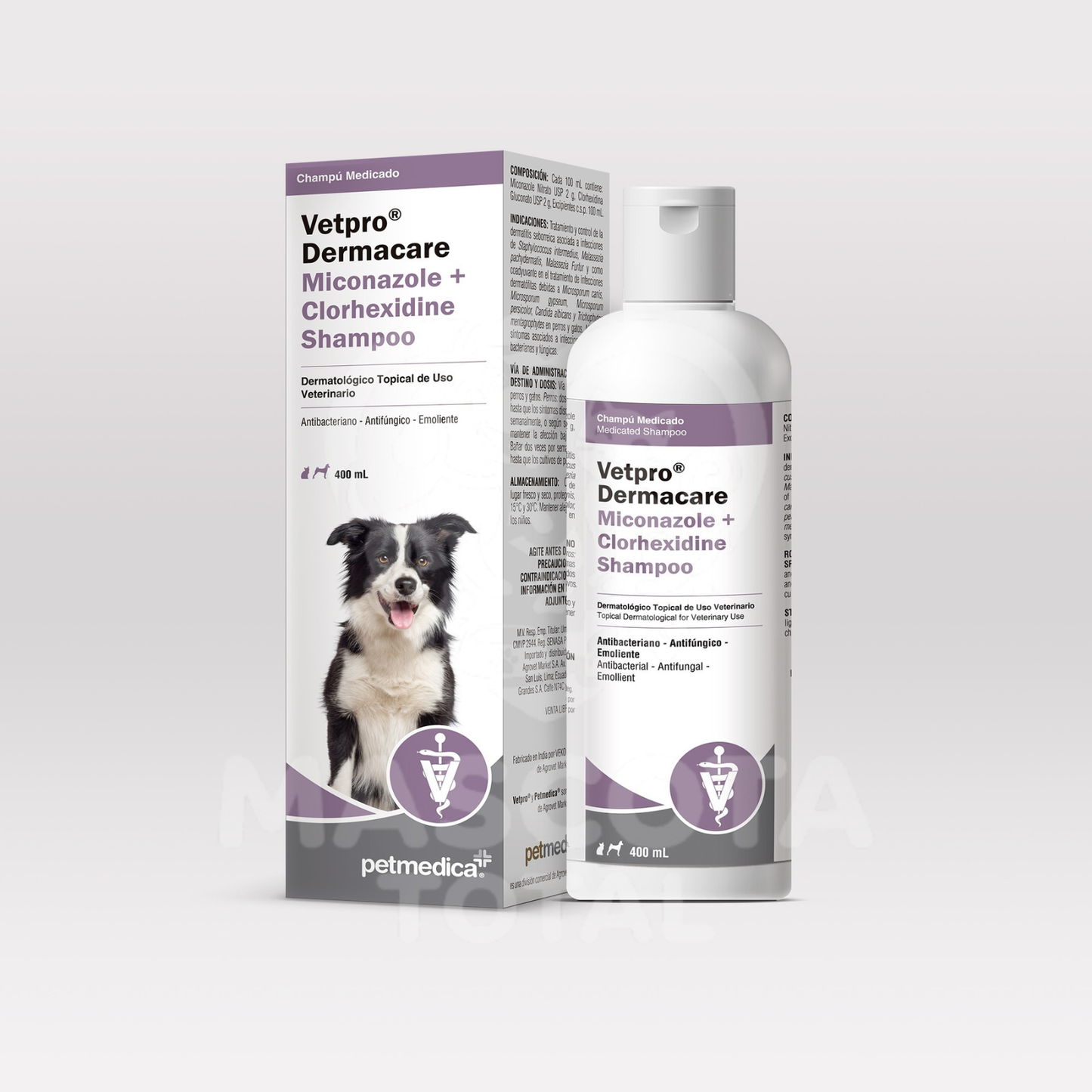 Vetpro® Dermacare Miconazole + Clorhexidine Shampoo | Champú Medicado para Perros y Gatos