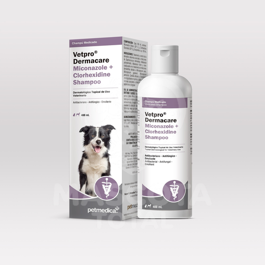Vetpro® Dermacare Miconazole + Clorhexidine Shampoo | Champú Medicado para Perros y Gatos
