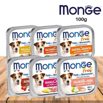 Monge Fruit Cordero y Manzana | Alimento Húmedo Superpremium para Perros (Alutray 100 g)